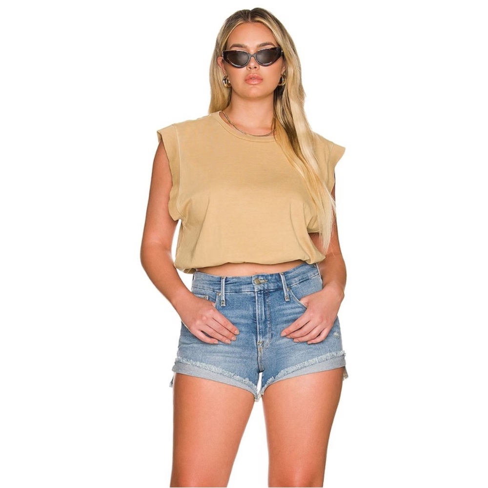 NEW Good American Curve Shorts Raw Hem Denim Light Wash Size 15
